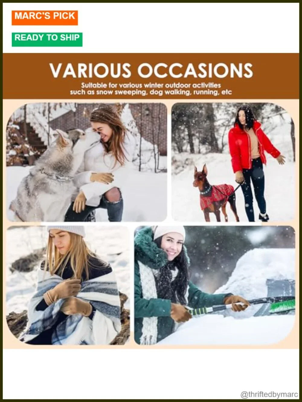 Suede Fleece Lined Touch Screen Winter Gloves